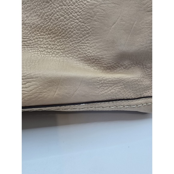 B.O.C. Beige Faux Pebbled Leather & Straw Vegan Purse Shoulder Handbag - Picture 12 of 13